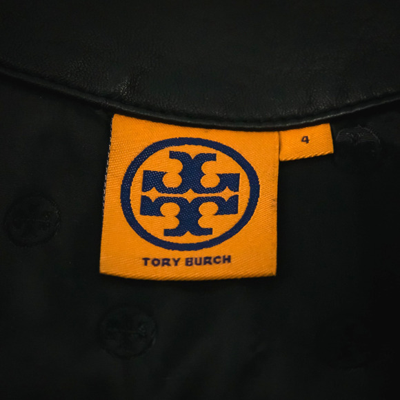 Tory Burch Size 4 Daphne Black Leather Quilted Zip Zipper Sleeve Jacket Coat - Picture 7 of 9